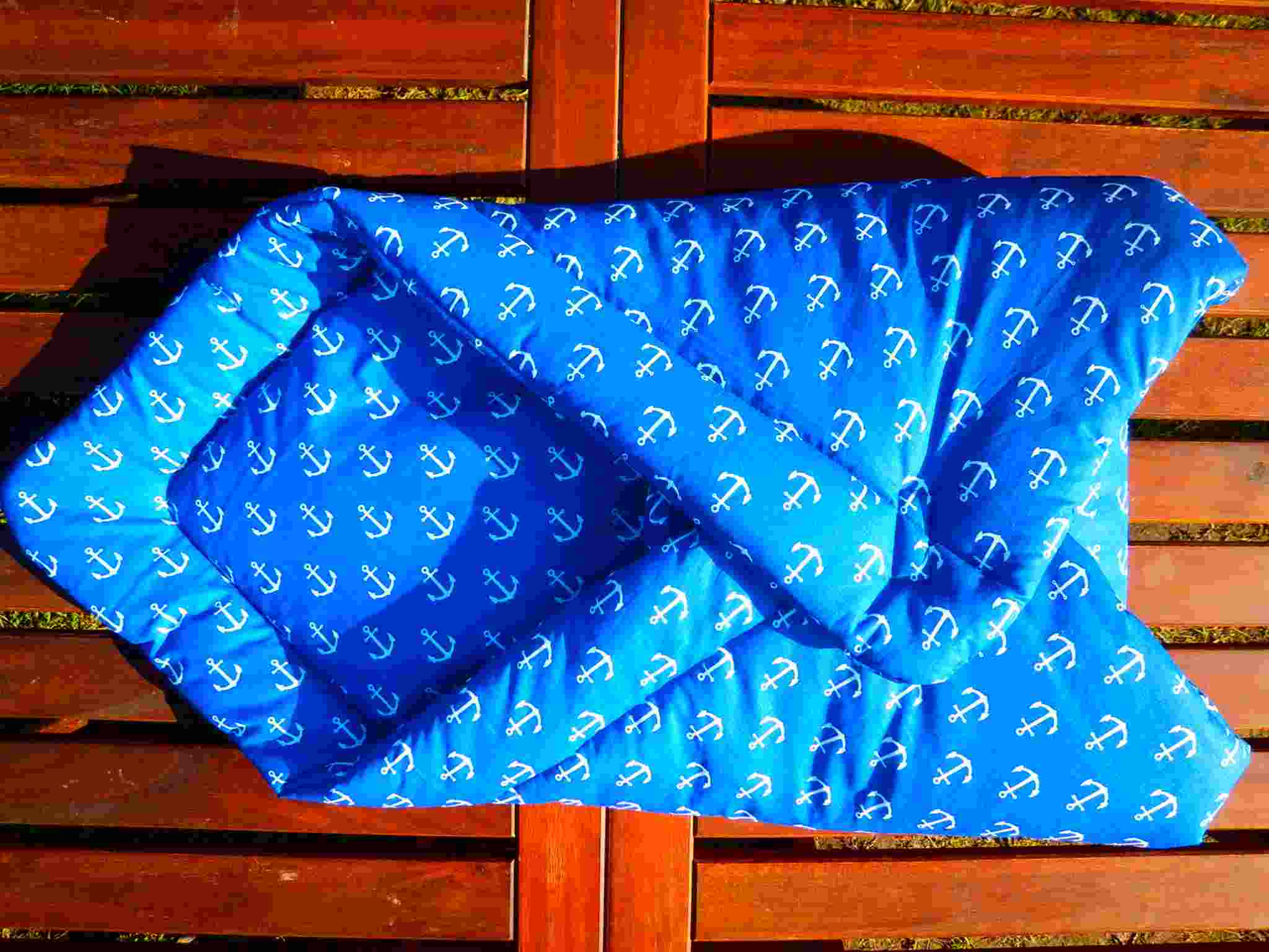 KHC Výhodný set 2ks Těhotenský kojící polštář+Zavinovačka Kotvy na modré