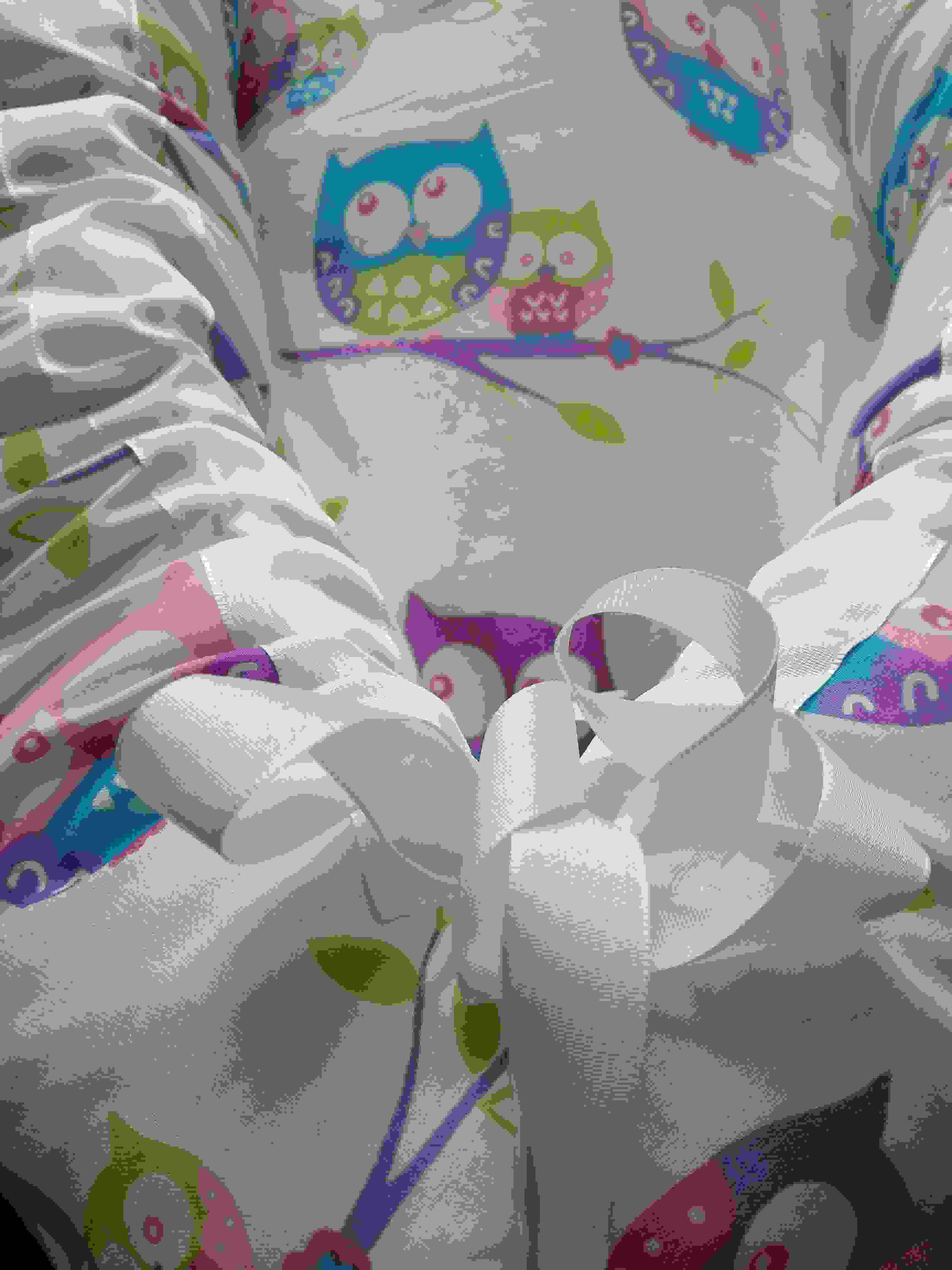 KHC Výhodný set 5ks Sovy bílá Kojící těhotenský polštář+Hnízdo pro miminko+Zavinovačka+Mantinel do postýlky+Kapsář