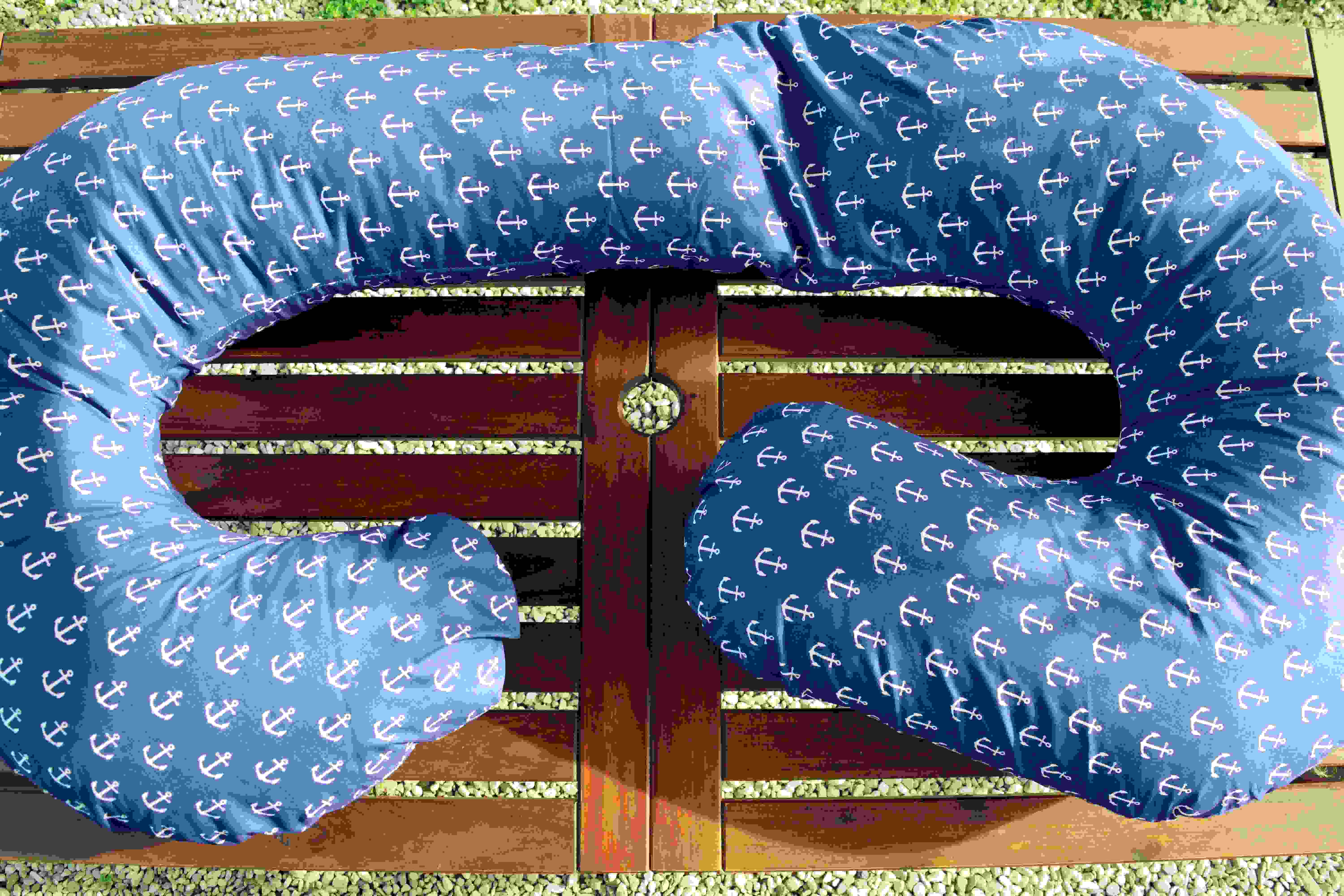 KHC Výhodný set 2ks Těhotenský kojící polštář+Zavinovačka Kotvy na modré